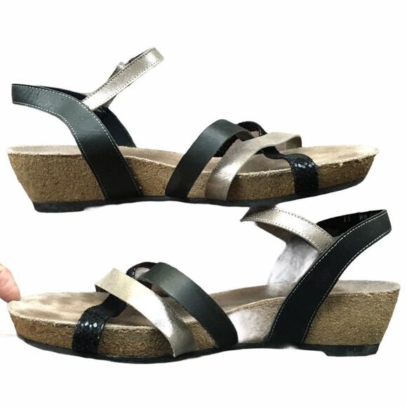 𝅺munro Sling Back Cork Wedge Strappy Summer Sandals 11 - Picture 3 of 10
